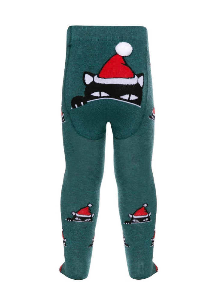 Колготки детские Conte-kids новогодние 19С-96/1СП(555) с помпоном «Xmas cat»