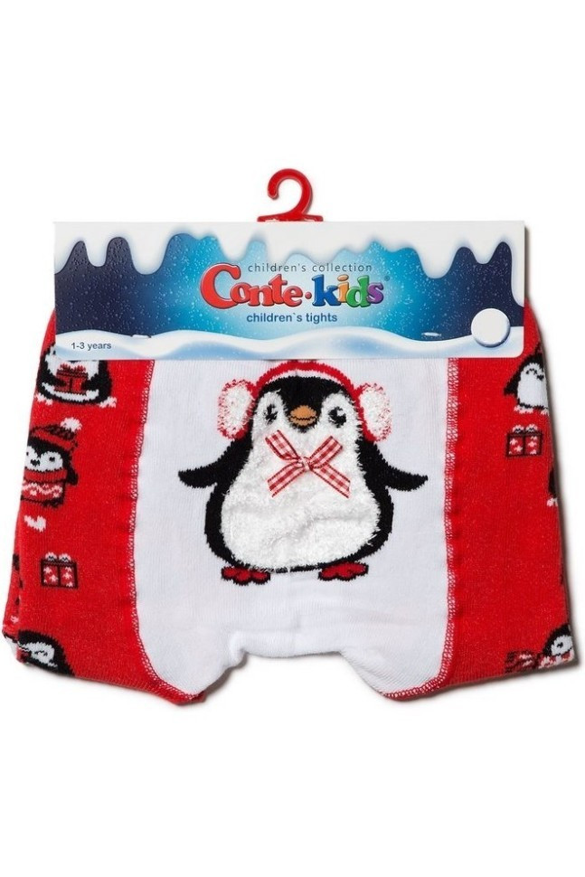 Колготки детские Conte-kids новогодние 19С-97СП (539) "Пингвин" с пушистой нитью и бантиком